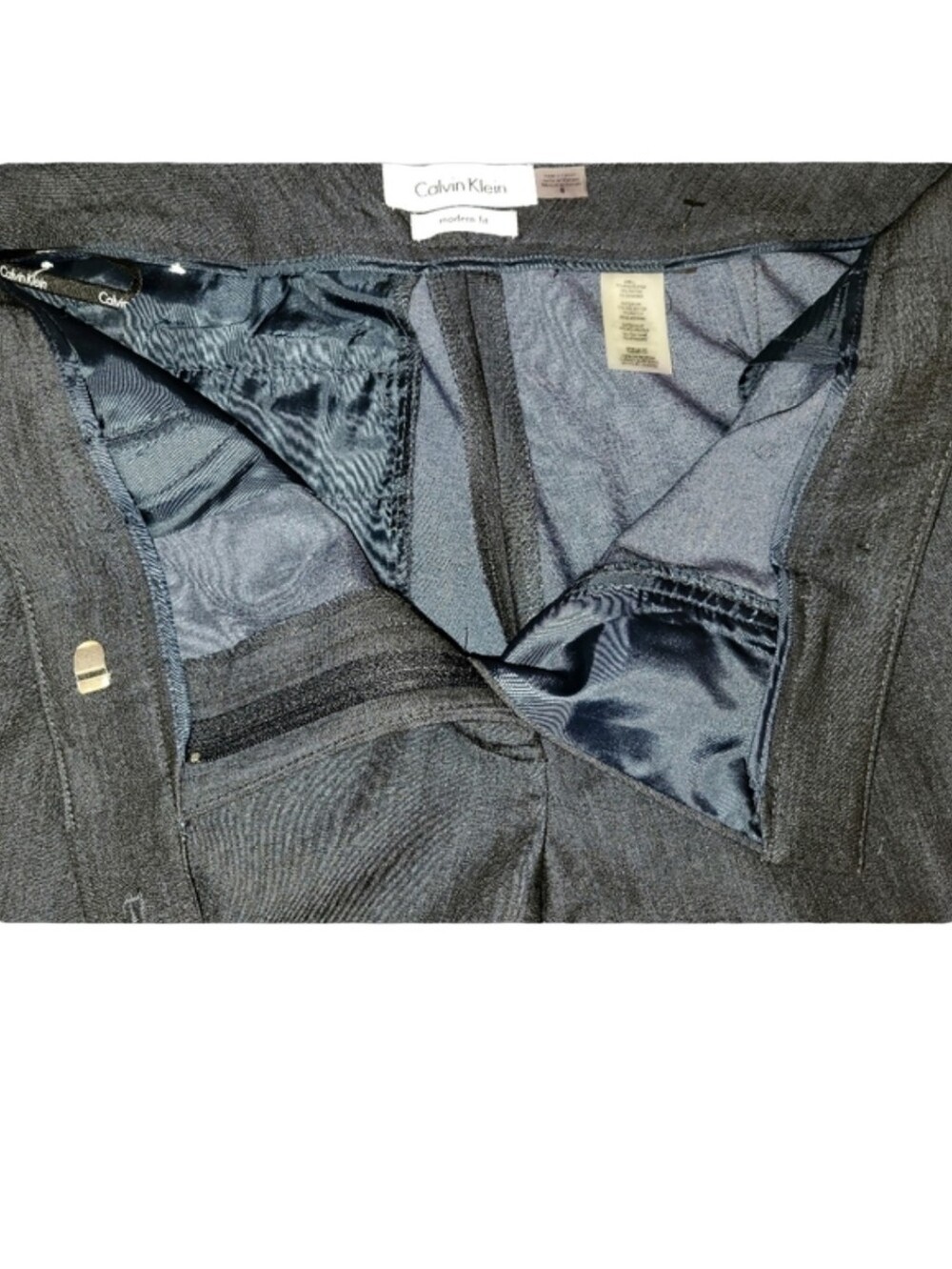 Calvin Klein Modern Fit Straight Leg Slight Flare Charcoal Gray Trousers Size 8 - Picture 9 of 16